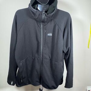 REI Co-Op Softshell Jacket Mens 3XL Black Hooded Outdoor Hiking Coat
